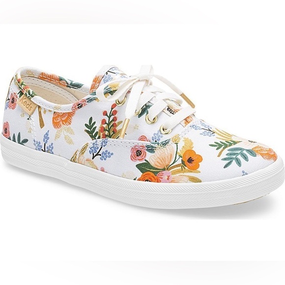 EUC - Keds x Rifle Paper Co Champion Lively Floral sneakers - white - size 9.5 - Picture 1 of 5